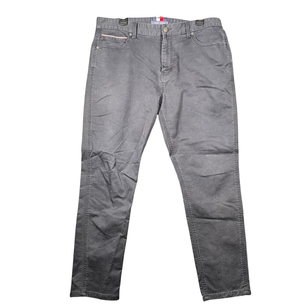 Tommy Hilfiger Mens gray Slim Fit Stretch 36x30 Jeans Flag casual workwear pants